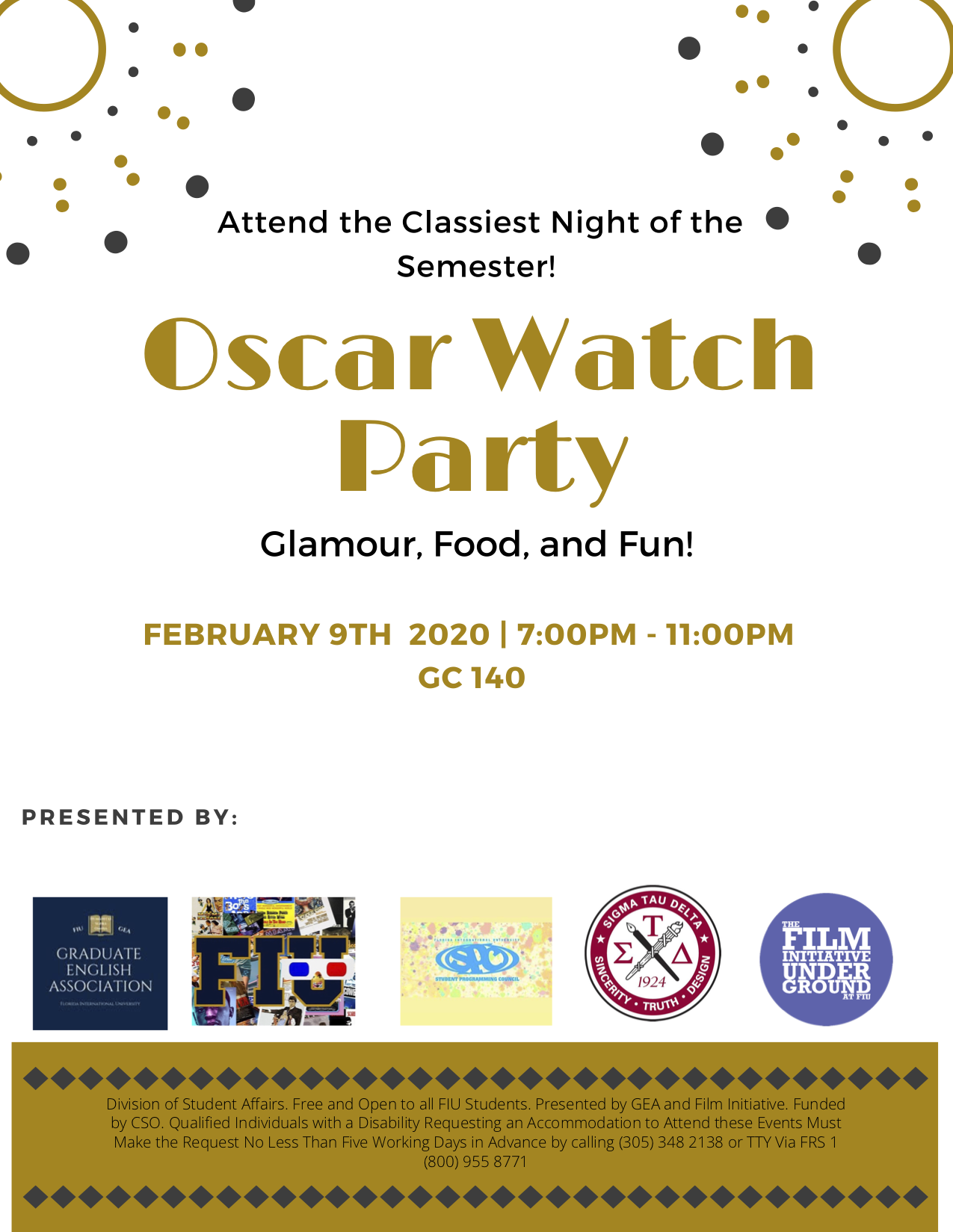 Oscar Watch Party 2020 Film Studies Certificate Program